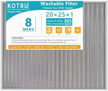 20x25x1 Air Filter, Reusable Air Filter - MERV 8, Washable Aluminum Permanent Electrostatic Filter - Long Service Life - For - Home and Office HVAC, Fireplace Systems (20x25x1)