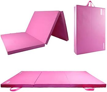 RitFit Upgrated Tri-Fold Folding Thick Exercise Mat 6’x3’ with Carrying Handles for MMA, Gymnastics, Stretching, Core Workouts (Pink(3' x 6'))