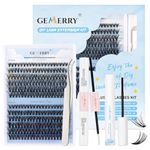 GEMERRY Lash Extensions Kit 4PCS DIY Eyelash Extensions Kit 240Pcs Lash Clusters 8-16mm C Curl Cluster Lashes Lash Bond and Seal Eyelash Clusters Tweezers Clusters Lash Glue Remover DIY Lashes at Home