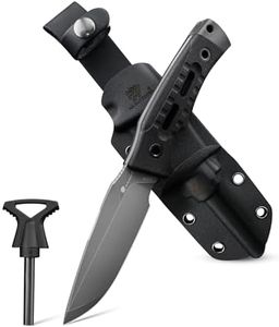 HX OUTDOORS Fixed Blade Camping Knife with Fire Starter, Premium DC54 Steel Full Tang Bushcraft Survival Knife with Kydex Sheath for EDC,Outdoor,Camping,Hiking（Black2