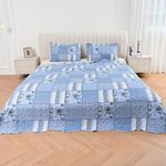 GonZalo GraCia. 3 Piece Bedspread Printed Patchwork Quilted Reversible Bed Spread King Bed UK Size (Design 9, King)