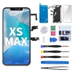 CYKJGS for iPhone Xs Max Screen Replacement 6.5 Inch LCD 3D Touch Display Digitizer Assembly with Ear Speaker Frame Fix Earpiece Repair Tools Kit Magnetic Screw Mat A1920 A2097 A2098 A2099 A2100