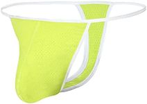 XYMAO Mens Sexy Thong Underwear,Breathable and Soft String Underwear, Stretchable, Seamless, Bulge Pouch, Lightweight, Low Rise Yellow