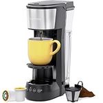 Chefman INSTACOFFEE MAX+ Pod & Coffee Ground Brewer with Lift & Water Reservoir-LR, 14 Ounces, Black