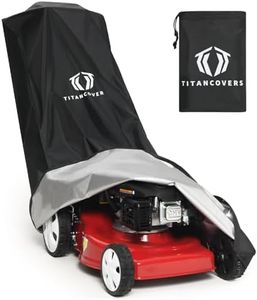 TitanCovers Lawn Mower Cover with PA Coating & Double Drawstring & Storage Bag, Heavy Duty 600D Polyester Oxford Push Mower Cover, Waterproof Lawnmower Covers for Outdoor