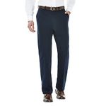 Haggar Men's Work to Weekend Hidden Expandable Waist No Iron Flat Front Pant, Dress Blues, 44W x 29L