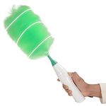 Raptas Hand-Held, Sward Go Dust Electric Feather Spin Duster, Green. Electronic Motorised Cleaning Brush Set