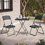 URBN GARDEN 3-Piece Black Rattan Folding Table & Chairs Set Compact Design for Outdoor Garden and Patio Spaces, Stylish Design with Folding Convenience