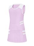 EXARUS Girls Tennis Outfit Golf Dress Kids Sleeveless Tank Top and Skirt Skorts with Shorts Pockets 6-12Y, Pueple, 6 Years