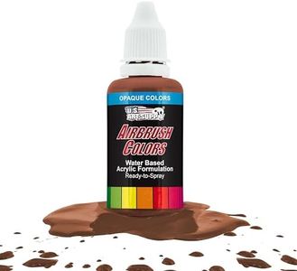 U.S. Art Supply Ready to Spray Opaque Coffee Brown Acrylic Airbrush Paint - 1oz Bottle, Professional Grade Non-Toxic Water-Based Colors for Vibrant & Permanent Results