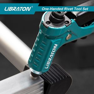 Libraton One-Handed Rivet Gun Set – 200 Rivets, 4 Heads, Drill Bits, Storage Case