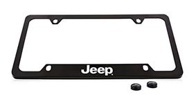 Jeep Wordmark Black Coated Metal Bottom Engraved License Plate Frame Holder