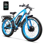 SURNAT Electric Bike for Adults - Dual Motor AWD 2000W 32MPH Ebike with 48v/22.5Ah Removable Battery, 26x4.0 Fat Tire Mountain Electric Bicycle, Hydraulic Disc Brake E-Bike for Men Women (Blue)