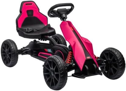 Aosom Kids Pedal Go Kart Adjustable Seat Swing Axle Handbrake for 3-8 Pink