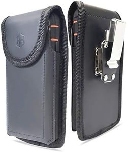 Premium 360 Rotating Military Grade Leather Cell Phone Belt Holster Pouch, Compatible with iPhone 6 6S 7 8 X Magnet iPhone 11 12 Holster Leather Belt Case Fit with Defender Case (Medium)