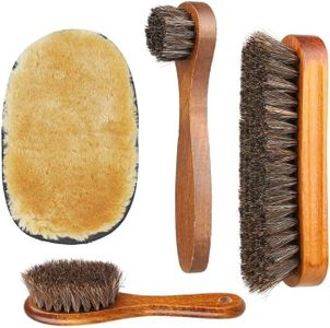3Pcs Horse Hair Shoes Polish Brushes with Shoes Cloth Glove, Horse Hair Shine Shoes Brushes, Dauber Shoe Brush Shoes Polish Brushes Cleaning Leather Shoes Boots Care Brushes Suede Cleaning Brushes