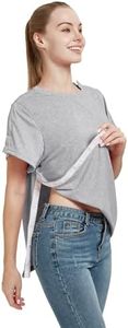Blamoche Post Shoulder Surgery Shirts | Women's Short Sleeve Shirt with Discreet Shoulder Snaps | Rotator Cuff Surgery | Chemo Clothing Grey