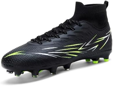 Soccer Cleats Mens Womens High Tops Lace-Up FG Training Football Shoes | Lightweight Design, TPU Studs, Breathable Upper for Beginners to Advanced Players