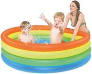 TOUCHXEL Round Inflatable Kiddie Pool, 59" X 16" Kid Summer Mini Swimming Pool Portable 4 Ring Infant Kiddy Toddlers Baby Paddling Pool Water Game Play Center for Backyard Garden Outdoor Party Age 2-6