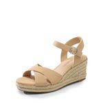 Dream Pairs Espadrille Dressy Wedge Sandals, Women's Platform Sandals Casual Summer, Comfortable High Heeled Wedges with Adjustable Buckle, Nude-Nubuck, 8.5