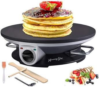 Morning Star 13 Electric Crepe Maker | Multi-Function Tortilla & Roti Machine | Versatile Breakfast Pan & Chapathi Maker | Ideal for Crepes Pancakes & Roti | Easy-to-Use Breakfast Machine