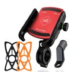 GRAND PITSTOP Mobile Holder for Bikes, Motorcycle, Scooter, Bicycles, Jaw Grip Bike Mobile Holder, Aluminium Handlebar Cellphone Holder for Maps and GPS Navigation with 360° Rotation Phone Mount-Red