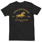 Fifth Sun Big & Tall Y Yellowstone Dutton Ranch Badge Men's Tops Short Sleeve Tee Shirt, Black, X-Large Tall