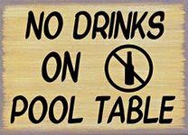 No Drinks On Pool Table Liquor Bar Man Cave Metal Sign Home Decor 12x8, A6, 8X12 in