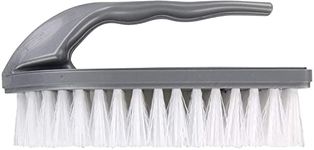 Elliott Iron Shaped Scrubbing Brush with Curved Grip Handle, Durable hard synthetic plastic fibres, Ergonomic shape ideal for deep cleaning, BPA free in a Silver colour