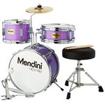 Mendini by Cecilio 13 Inch 3-Piece Kids/Junior Drum Set with Adjustable Throne, Cymbal, Pedal & Drumsticks, Metallic Purple, MJDS-1-PL