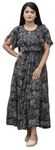 DHARESWAR ENTERPRISE Women's Georgette Maxi Dress Digital Floral Printed One Piece Western Long Gown Dresses for Women (X-Large, Black)