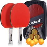 Sportneer Table Tennis Racket Sportneer 2 PCS 4 Star Table Tennis Racket and 4 PCS Balls Red and Black Double-Sided Table Tennis Set with a Storage Bag for Games School Exercise Gift for Boys Girls