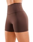 CRZ YOGA Women's Naked Feeling 4'' Gym Shorts - High Waisted Cycling Shorts Yoga Workout Running Spandex Shorts Taupe 10