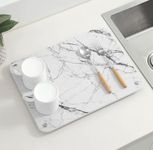 HomeCloud Stone Drying Mat for Kitchen Counter | Super Absorbent Diatomaceous Dish Drying Mat for Dishes, Bottles, and More (Marble, 40x30cm)