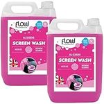 Flow 10 Litre Pink Ready To Use Screenwash | All Seasons Formula | Effective down to -5°C | Streak Free Finish (10 Litre)