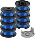 String Trimmer Spool Weed Eater Spools Single Line 11ft 0.065 by Primeswift Compatible with Ryobi One+ 18V 24V 40V,with 11ft 0.065" Auto Feed Cordless 29252 and 522994001 Cap Covers (8 Spools+1 Cap)