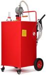 GAOMON Fuel Caddy, 30 Gallon Portable Gas Storage Tank On 4 Wheels with Manual Transfer Pump, Gasoline Diesel Fuel Container with Manual Transfer Siphon Pump, for Cars, Lawn Mowers, ATVs, Boats, Red