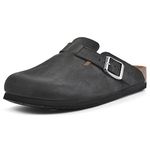 WHITE MOUNTAIN Shoes Bari Leather Footbeds Clog, Black/Leather, 10