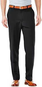 Haggar Mens Cool 18 Classic Fit Flat Front Hidden Expandable Waistband Casual Pant, Black, 40W x 29L