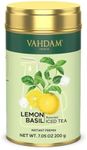 Lemon Basil Iced Tea Instant Premix (7oz) 80 Servings | Lightly Sweetened Iced Tea | Zesty Lemon & Fresh Basil | Best for Mocktails & Cocktails | Packed in Tin Caddy | VAHDAM