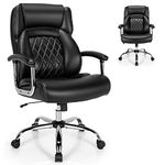 CASART PU Leather Office Chair, 300/400/500LBS Big and Tall Executive Chair with Rocking Backrest&Armrest, Heavy Duty Metal Base, Height Adjustable Computer Desk Chair for Home Working (500LBS, Black)