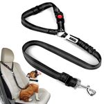 Dog Seat Belt, Dog Cat Seat Belt Harness, Dog Safety Seat Belt Strap for Vehicle Headrest Restraint (Black)