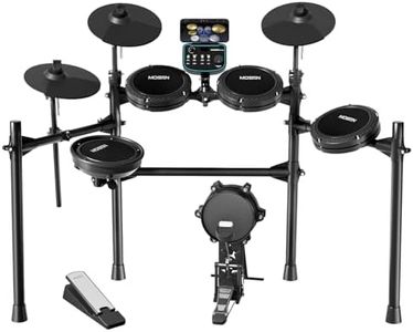 MOSEN MED-X5 Electric Drum Set Mesh Drum Pads, Phone Holder, Sticks, Adjustable cymbals, Kick drum, Headphones, USB MIDI, 260+ Sounds and 30 Drum Kits for Beginner