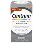 Centrum Adult Select Essentials Mulitvitamins/Minerals Supplement for Men & Women 50 Plus, 100 Tablets