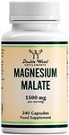 Double Wood Magnesium Malate Capsules | 240 High Strength Magnesium Malate Supplements - 1500mg Malate per Serving | Non-GMO & Gluten Free | Manufactured in The UK