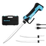 DURATECH 12V Cordless Fillet Knife with 20 cm & 25 cm Food-Grade Blades, Electric Fish Filleting Knife with 2.0Ah Built-in Battery and Safety Lock, Non-Slip Handle, Portable Storage Case