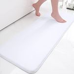 Smiry Memory Foam Bath Mat 47" x 17", Extra Soft Absorbent Bathroom Rugs Non Slip Bath Rug Runner for Shower Bathroom Floors, White