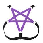 Body Harness Bra cage Pentagram Woman's Punk Goth Lingerie Adjustable Plus Size Festival Rave Photography Dance Accessories (Black+Purple)