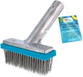 U.S. Pool Supply 5" Stainless Steel Wire Bristle Pool Brush, HD Aluminum Pole Handle - Clean Remove Rust Stains on Concrete, Calcium Build-Up on Tiles, Scrub Debris Off Walls, Floors, Steps, Corners