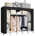 LOKEME Portable Closet, Great Size 82-Inch Portable Wardrobe with 5 Hanging Areas and 10 Storage Shelves, Black Portable Closets for Hanging Clothes, Extra Sturdy 25mm Steel Tube and Easy to Assemble